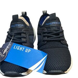 Nautica Kids Light Up Sneakers Navy Blue Mesh Athletic Running Shoes NEW